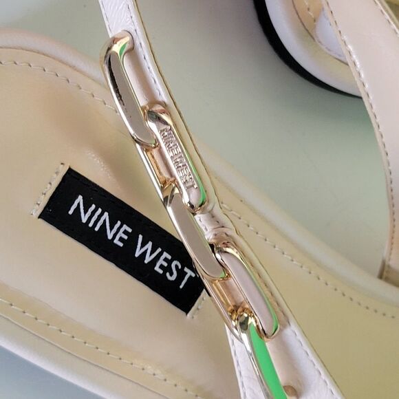 NEW Nine West 11 LEATHER NEUTRAL STRETCH SLIP ON POINTED TOE SLINGBACK FLATS - Picture 5 of 8